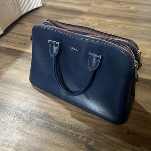 Ralph Lauren Navy Blue Leather Handbag